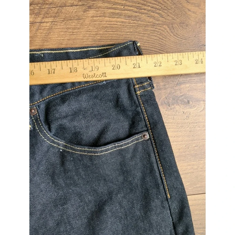 Levis 501 Mens Sz 46x34(Measures 42x33) Black‎ Raw Denim Cotton Button Fly High